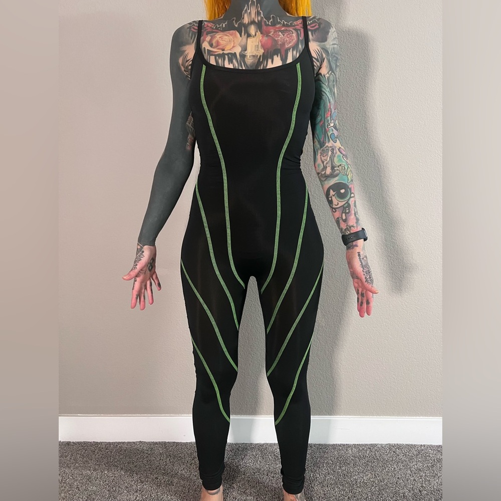 Black and green bodysuit